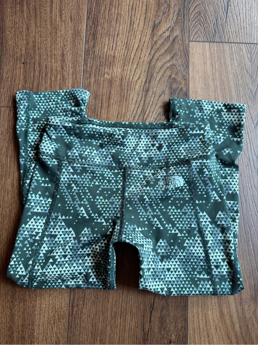 The North Face Pulse Capri Leggings Green Geometric Triangle Print Size XS